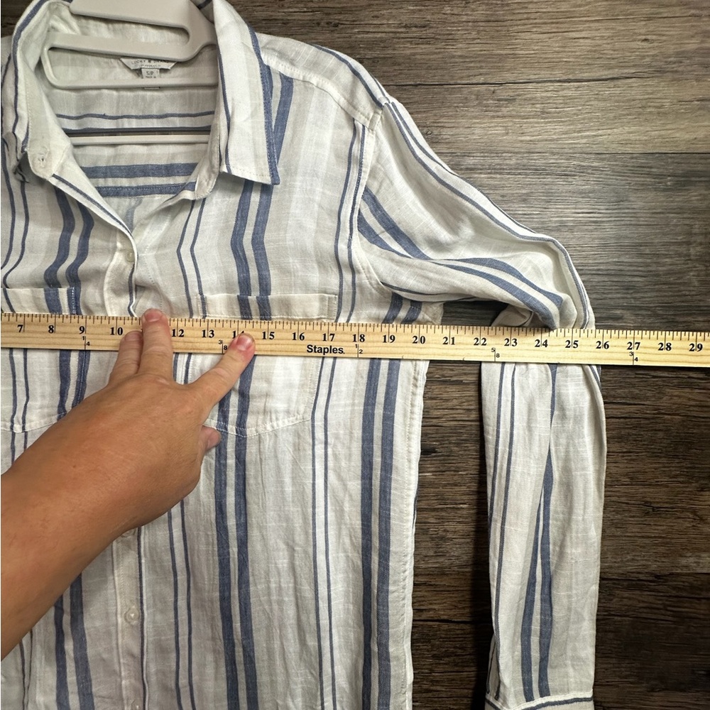 Lucky Brand Blue and White Striped Button Down Shirt - Picture 7 of 9